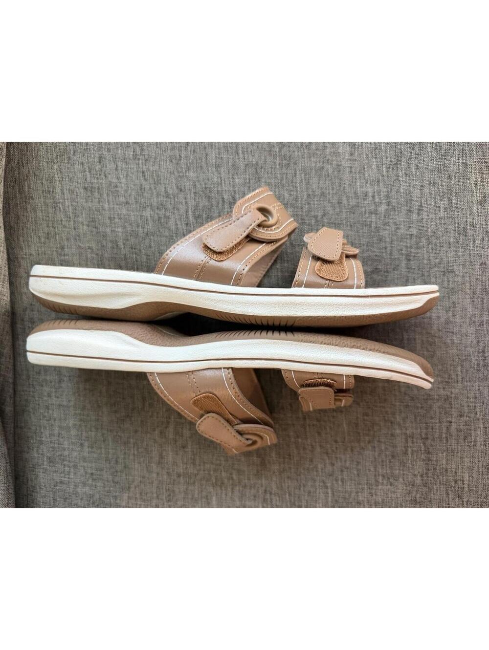 Clarks Women Cloudsteppers Breeze Maye Beige Slip On Sandals Womens Size 9 - Picture 8 of 12